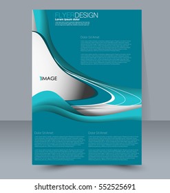 Abstract flyer design background. Brochure template. For magazine cover, business mockup, education, presentation, report. Vector illustration. Blue color.