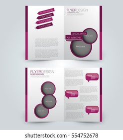 Abstract flyer design background. Brochure template. Can be used for magazine cover, business mockup, education, presentation, report.  Purple color.