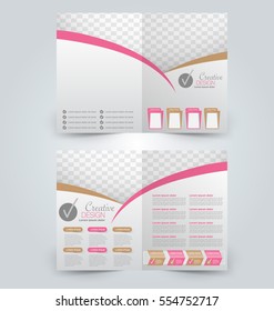 Abstract flyer design background. Brochure template. Can be used for magazine cover, business mockup, education, presentation, report.  Pink and brown color