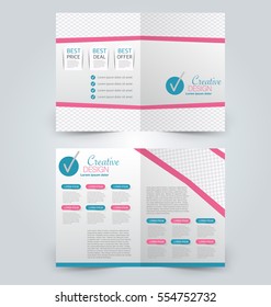 Abstract flyer design background. Brochure template. Can be used for magazine cover, business mockup, education, presentation, report.  Pink and blue color