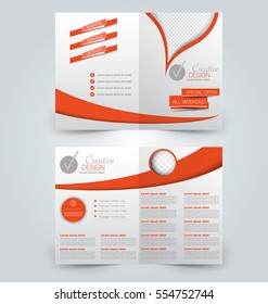 Abstract flyer design background. Brochure template. Can be used for magazine cover, business mockup, education, presentation, report.  Orange color