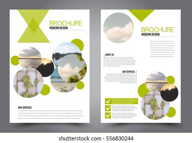 Abstract flyer design background. Brochure template. Annual report cover. Magazine, business mockup set, education, presentation slide. Vector illustration a4 size.  Green color