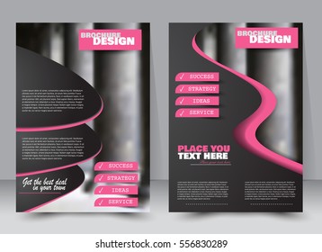 Abstract flyer design background. Brochure template. Annual report cover. Can be used for magazine, business mockup set, education, presentation. Vector illustration a4 size.  Pink and black color