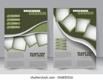 Abstract flyer design background. Brochure template. Annual report cover. Can be used for magazine, business mockup set, education, presentation. Vector illustration a4 size.  Green color