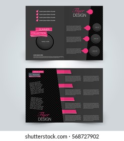 Abstract flyer design background. Brochure template. Can be used for magazine cover, business mockup, education, presentation, report.  Black and pink color.