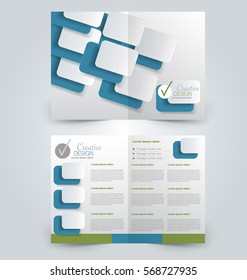 Abstract flyer design background. Brochure template. Can be used for magazine cover, business mockup, education, presentation, report.  Blue and green color.