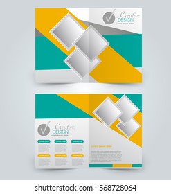 Abstract flyer design background. Brochure template. Can be used for magazine cover, business mockup, education, presentation, report.  Green and yellow color.