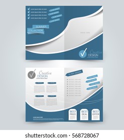 Abstract flyer design background. Brochure template. Can be used for magazine cover, business mockup, education, presentation, report.  Blue color.