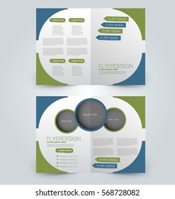 Abstract flyer design background. Brochure template. Can be used for magazine cover, business mockup, education, presentation, report.  Blue and green color.