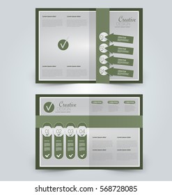 Abstract flyer design background. Brochure template. Can be used for magazine cover, business mockup, education, presentation, report.  Green color.