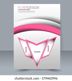 Abstract flyer design background. Brochure template. For magazine cover, business mockup, education, presentation, report. Vector illustration. Pink color.