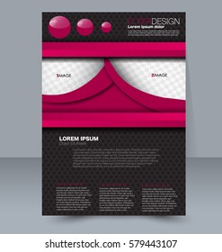 Abstract flyer design background. Brochure template. For magazine cover, business mockup, education, presentation, report. Vector illustration. Pink color.