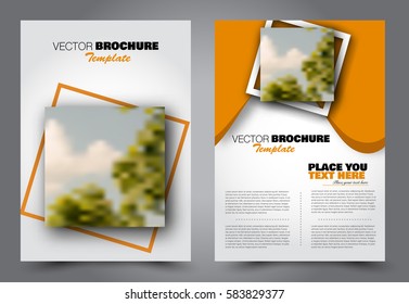 Abstract flyer design background. Brochure template. Annual report cover. Can be used for magazine, business mockup set, education, presentation. Vector illustration a4 size.  Orange color