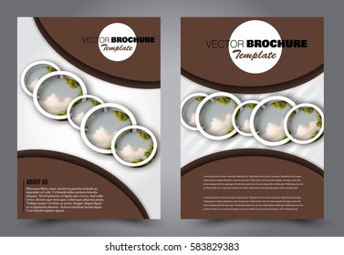Abstract flyer design background. Brochure template. Annual report cover. Can be used for magazine, business mockup set, education, presentation. Vector illustration a4 size.  Brown color