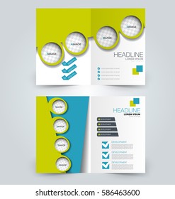 Abstract flyer design background. Brochure template. Can be used for magazine cover, business mockup, education, presentation, report. Blue and green color