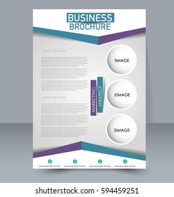 Abstract flyer design background. Brochure template. For magazine cover, business mockup, education, presentation, report. Vector illustration. Blue and purple color.
