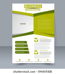 Abstract flyer design background. Brochure template. For magazine cover, business mockup, education, presentation, report. Vector illustration. Green color.