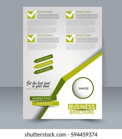 Abstract flyer design background. Brochure template. For magazine cover, business mockup, education, presentation, report. Vector illustration. Green color.