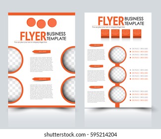 Abstract flyer design background. Brochure template. Annual report cover. For magazine, business, education, presentation. Vector illustration a4 size.  Orange color