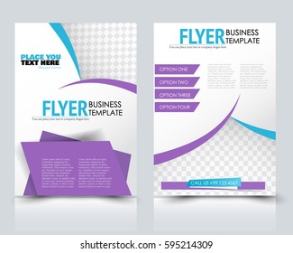 Abstract flyer design background. Brochure template. Annual report cover. For magazine, business, education, presentation. Vector illustration a4 size.  Blue and purple color