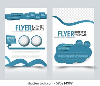 Abstract flyer design background. Brochure template. Annual report cover. For magazine, business, education, presentation. Vector illustration a4 size.  Blue color