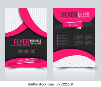 Abstract flyer design background. Brochure template. Annual report cover. For magazine, business, education, presentation. Vector illustration a4 size.  Black and pink color