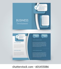 Abstract flyer design background. Brochure template. Can be used for magazine cover, business mockup, education, presentation, report. Blue color