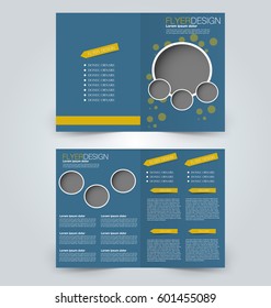 Abstract flyer design background. Brochure template. Can be used for magazine cover, business mockup, education, presentation, report.Blue and yellow color