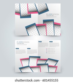 Abstract flyer design background. Brochure template. Can be used for magazine cover, business mockup, education, presentation, report. Blue and pink color