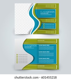 Abstract flyer design background. Brochure template. Can be used for magazine cover, business mockup, education, presentation, report. Green and blue color