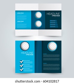 Abstract flyer design background. Brochure template. Can be used for magazine cover, business mockup, education, presentation, report. Blue color.