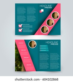 Abstract flyer design background. Brochure template. Can be used for magazine cover, business mockup, education, presentation, report. Blue and pink color