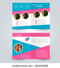 Abstract flyer design background. Brochure template. Can be used for magazine cover, business mockup, education, presentation, report. Blue and pink color.