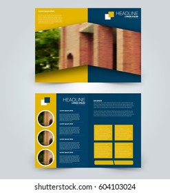 Abstract flyer design background. Brochure template. Can be used for magazine cover, business mockup, education, presentation, report. Blue and yellow color.