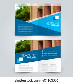 Abstract flyer design background. Brochure template. Can be used for magazine cover, business mockup, education, presentation, report. Blue color