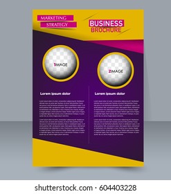 Abstract flyer design background. Brochure template. For magazine cover, business mockup, education, presentation, report. Vector illustration. Yellow, pink, and purple color