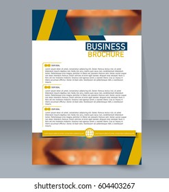 Abstract flyer design background. Brochure template. For magazine cover, business mockup, education, presentation, report. Vector illustration. Blue and orange color