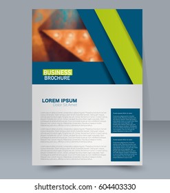 Abstract flyer design background. Brochure template. For magazine cover, business mockup, education, presentation, report. Vector illustration. Blue and green color