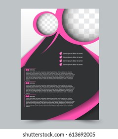 Abstract flyer design background. Brochure template. For magazine cover, business mockup, education, presentation, report. Vector illustration. Pink and black color.