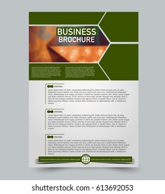 Abstract flyer design background. Brochure template. For magazine cover, business mockup, education, presentation, report. Vector illustration. Green color.