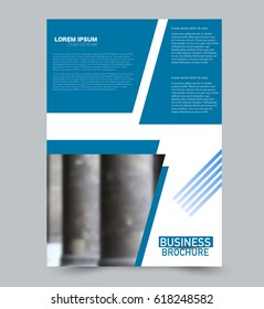 Abstract flyer design background. Brochure template. Can be used for magazine cover, business mockup, education, presentation, report. Blue color