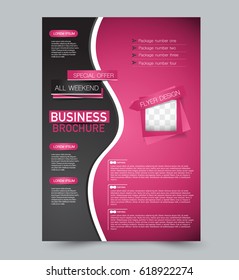Abstract flyer design background. Brochure template. Can be used for magazine cover, business mockup, education, presentation, report. Pink and black color.