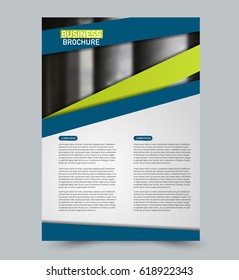 Abstract flyer design background. Brochure template. Can be used for magazine cover, business mockup, education, presentation, report. Blue and green color.