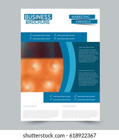 Abstract flyer design background. Brochure template. Can be used for magazine cover, business mockup, education, presentation, report. Blue color.