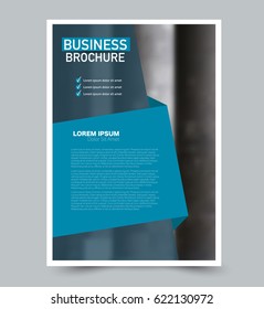 Abstract flyer design background. Brochure template. Can be used for magazine cover, business mockup, education, presentation, report. Blue color.