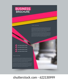 Abstract flyer design background. Brochure template. Can be used for magazine cover, business mockup, education, presentation, report. Pink and yellow color.