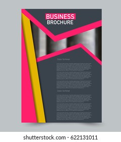 Abstract flyer design background. Brochure template. Can be used for magazine cover, business mockup, education, presentation, report. Pink and yellow color.