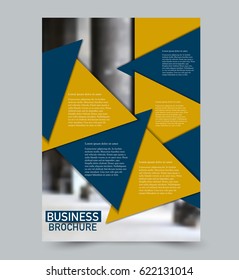Abstract flyer design background. Brochure template. Can be used for magazine cover, business mockup, education, presentation, report. Blue and orange color.