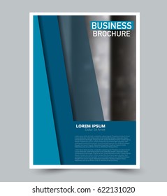Abstract flyer design background. Brochure template. Can be used for magazine cover, business mockup, education, presentation, report. Blue color.