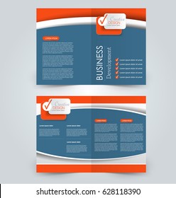 Abstract flyer design background. Brochure template. Can be used for magazine cover, business mockup, education, presentation, report. Blue and orange color